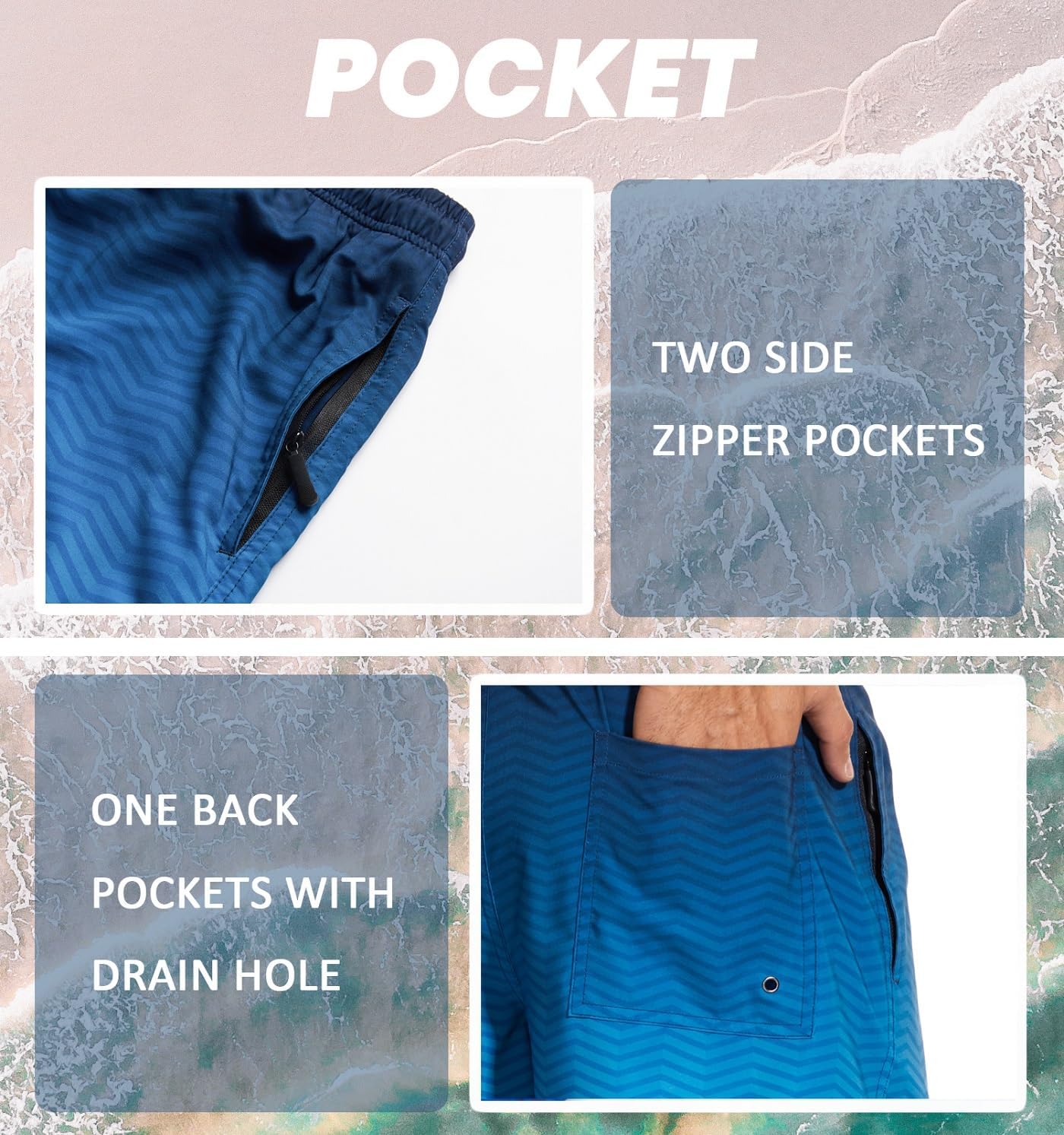 Aueyan Mens Swim Trunks 5.5 inch with Compression Liner Zipper Pockets,Quick Dry Swimsuit Trunks Funny Beach Board Shorts - Image 5