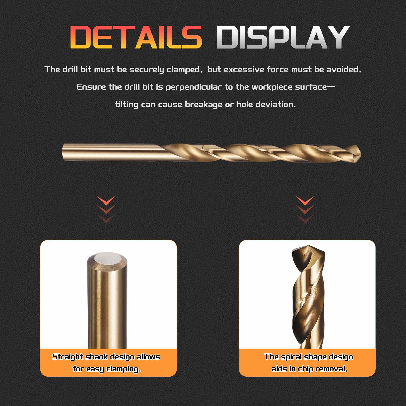 CoCud 6.4mm Drill Bit, 1/4" Cutting Diameter, 4241 HSS Gold 118° Cutting Angle Versatile Jobber Bits - Image 3
