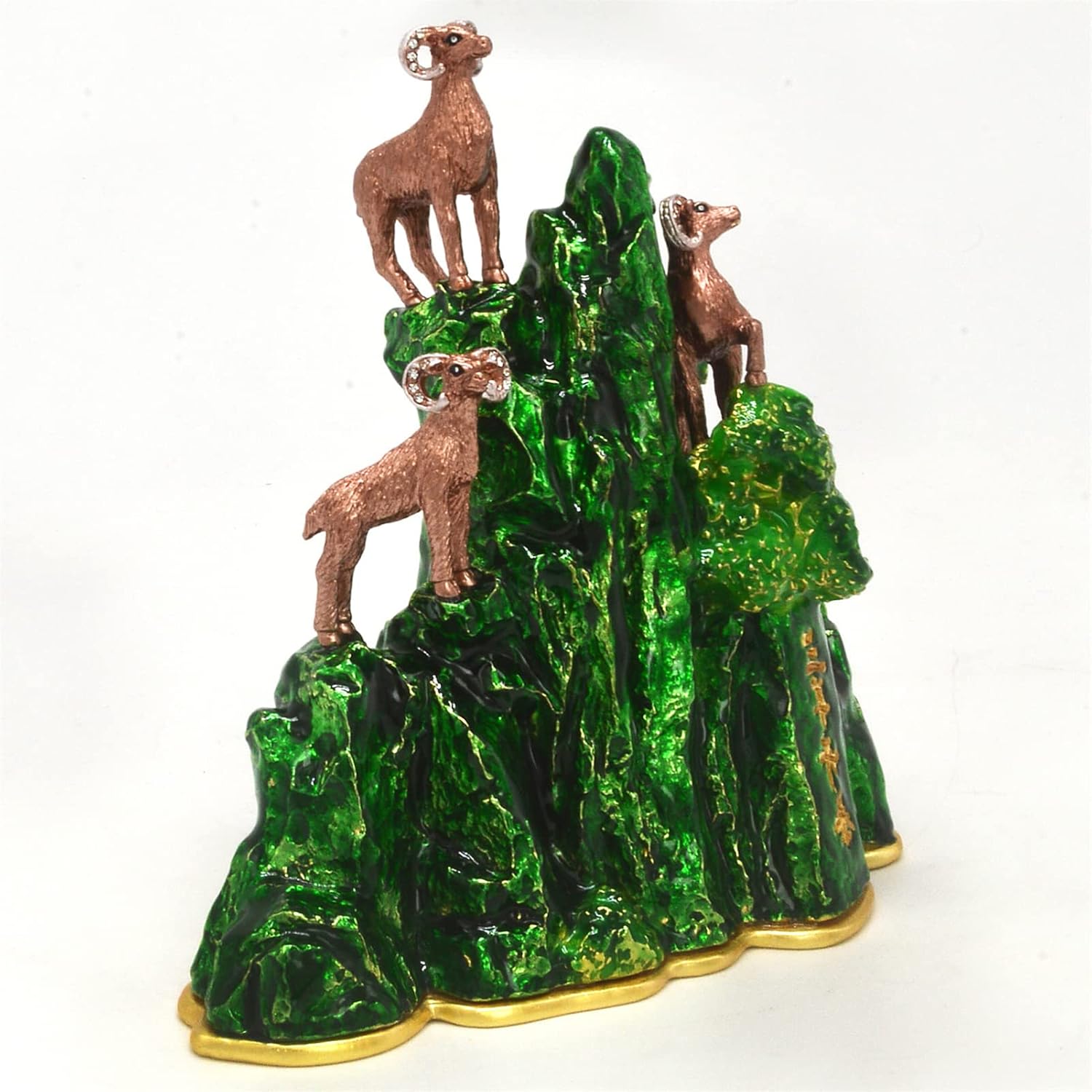 Feng Shui Three Sheep On A Mountain Good Fortune and Happy Family Statue