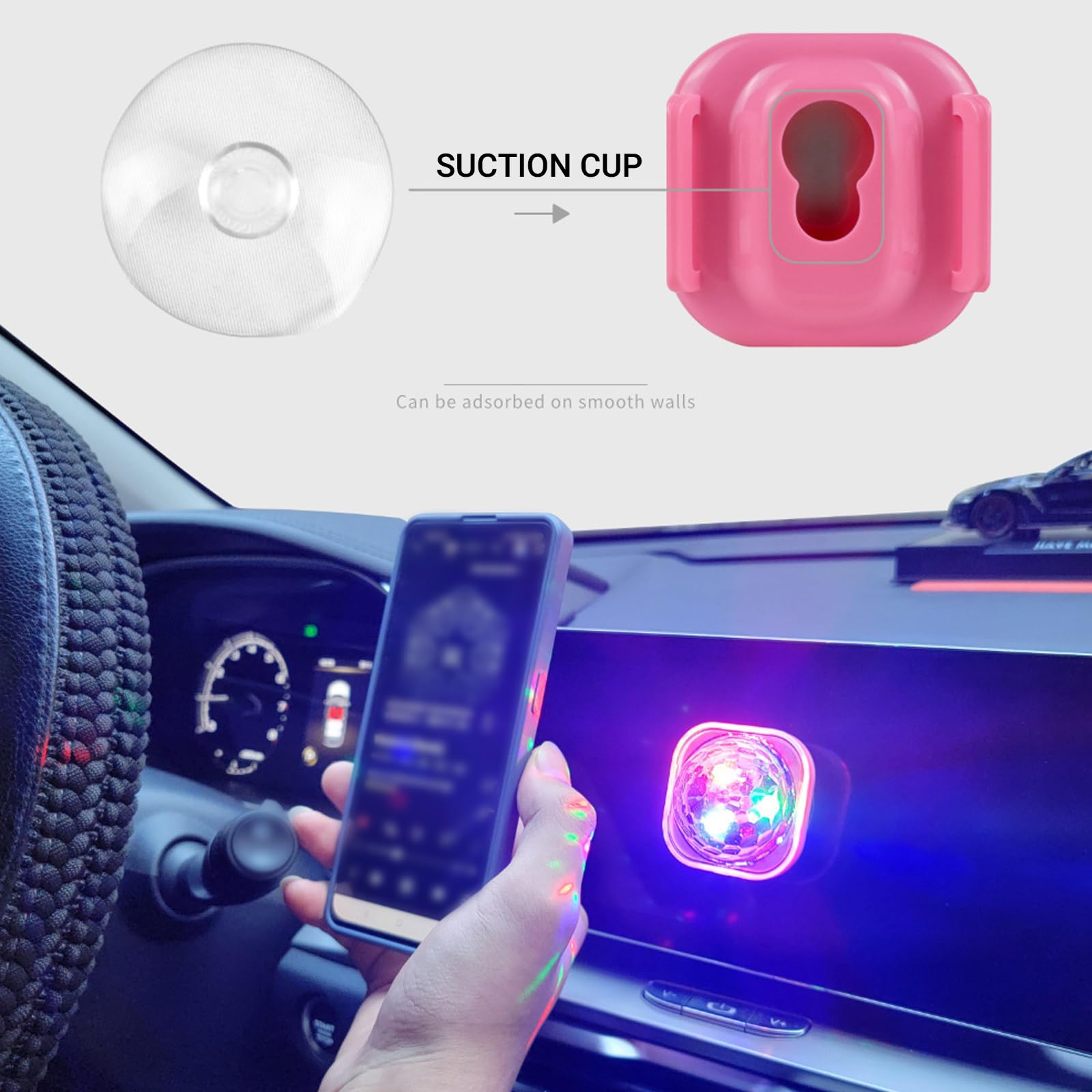 Mini Bola de Discoteca,4 Piezas Mini Lámpara LED Portátil,Luces de Bola de Fiesta,Luz Estroboscópica Nocturna,Controlada por Música,por Bailar,Club DJ