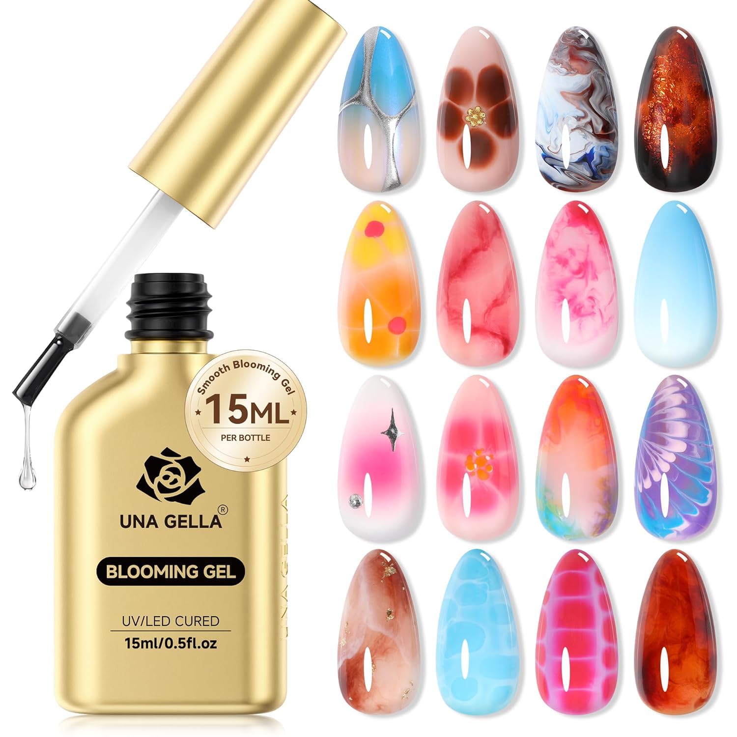 UNA GELLA Nail Tips, 504 Stück Nageltips Tips für Gelnägel Soft Gel Nagelspitzen Full Cover Nails Tips für Acrylnägel, Nagelkunst