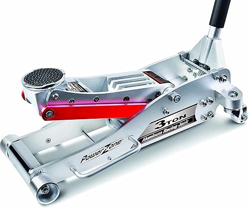 Power Zone 680061 Gato hidráulico de aluminio de 3 toneladas, rango de elevación: 3-3/4" a 19-5/16", plata, 680061-A