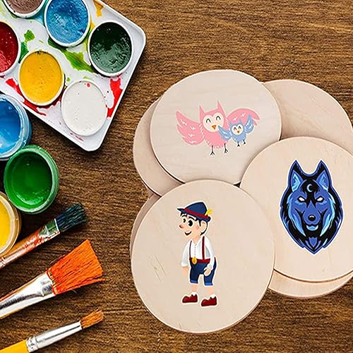 Miniatura 6 de 100 círculos de madera de 4 pulgadas, recortes de madera redondos sin terminar, rebanadas de madera redondas naturales para bebidas, manualidades,