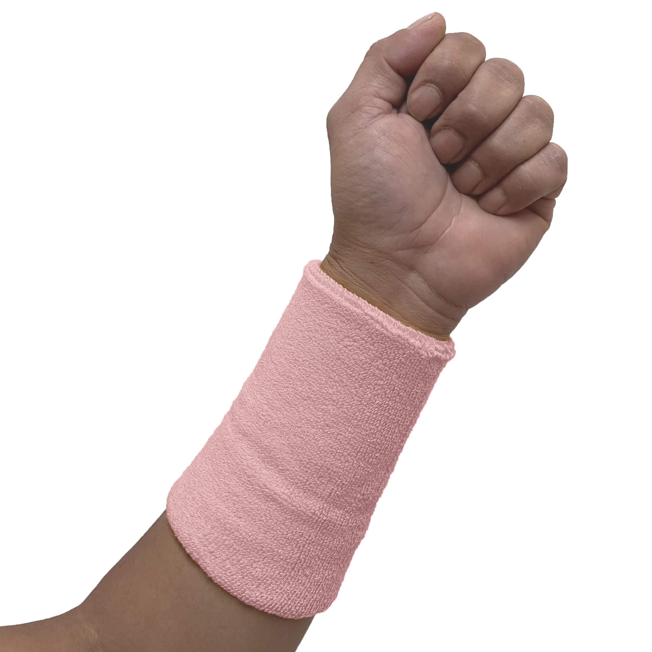 COUVER 6 inch Extra Long Thick Sports Wristband / Sweatband, Light Pink (1 Piece)