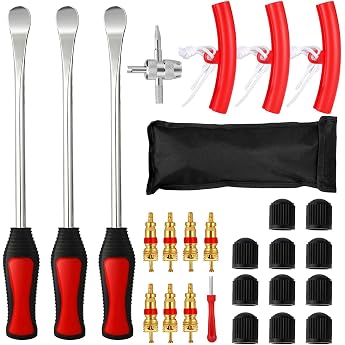 27 Pcs Tyre Lever Combination Tyre Lever Tool Spoon Tyre Mounting Irons With 3 Wheel Rim Protectors For Motorcycle Bicycle Car Tyres