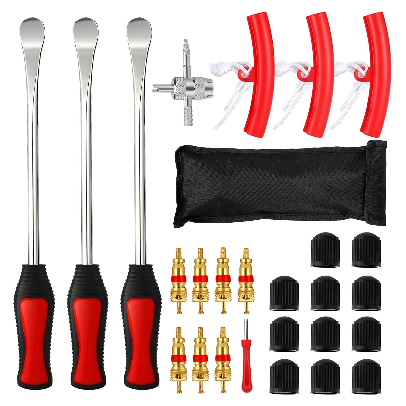 XPAPOV 27 Pcs Reifenheber Kombination, Reifen Hebel Werkzeug Löffel, Reifen Montiereisen, Mit 3 Rad Felge Protektoren, Für Motorrad, Fahrrad, Wagen Reifen