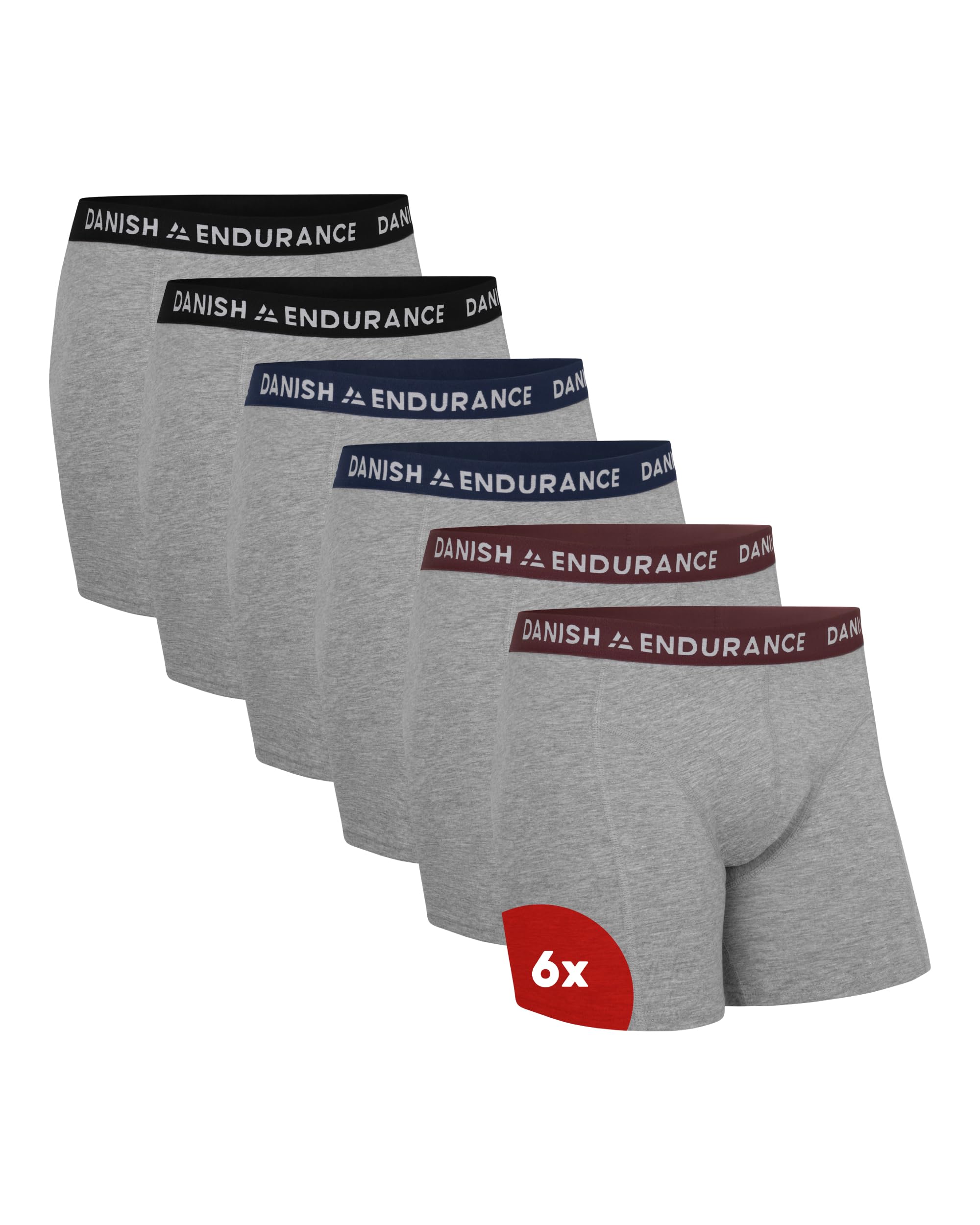 DANISH ENDURANCE Boxer Uomo Cotone Elasticizzato, Boxer a Pantaloncino Comodi e Traspiranti, Cuciture Piatte, con o Senza Patta Frontale, 6 Paia