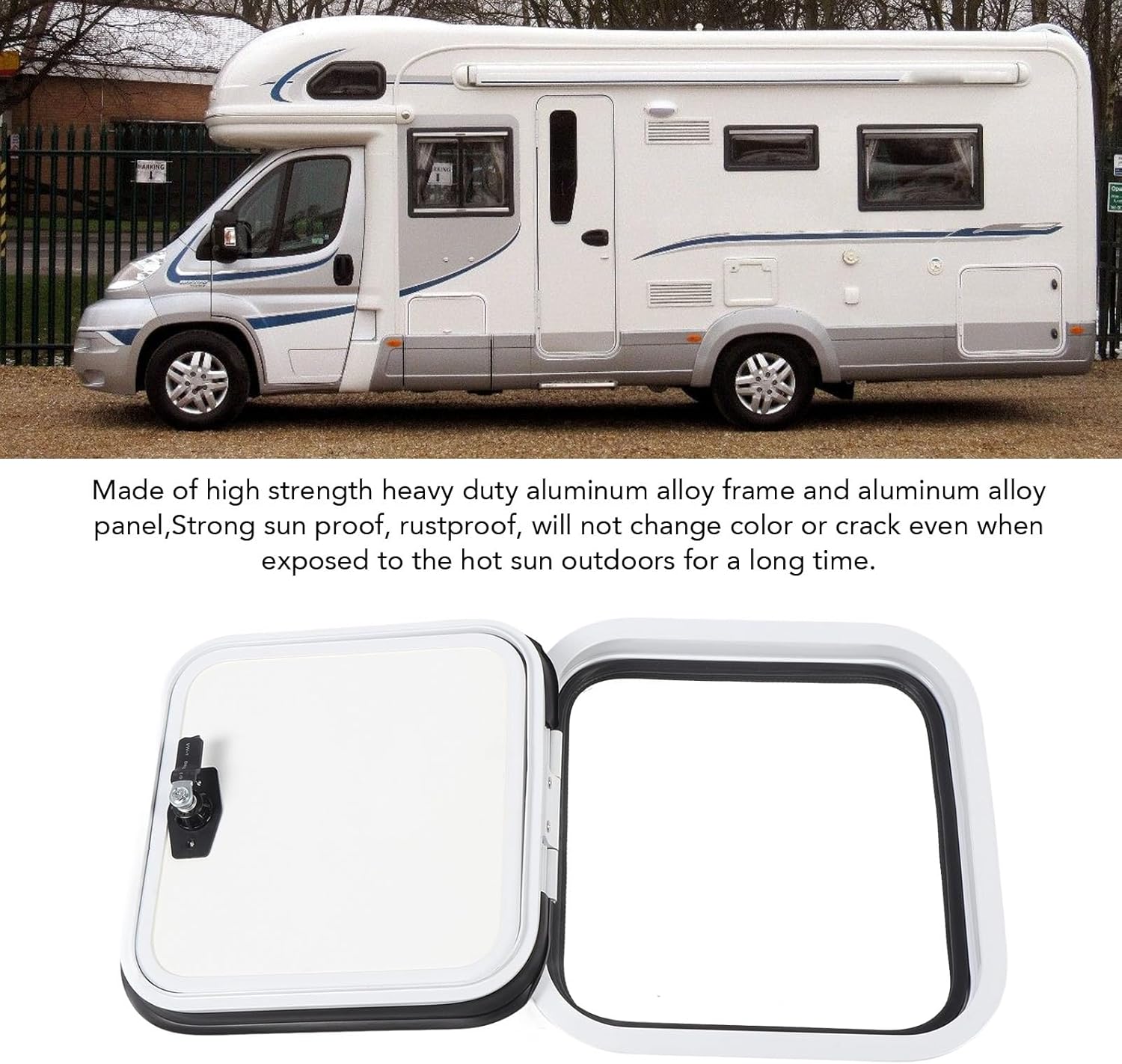 ヘビーデューティRVアクセスドア、RVコンパートメントアクセスドア、アルミニウム合金フレーム、サンプルーフパウダーコーティング、14