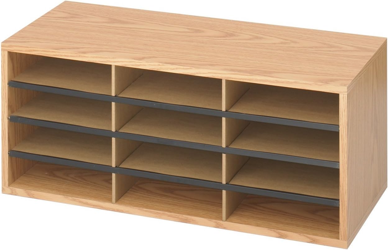 Safco Products Wood/Corrugated Literature Organizer, 24 Compartment, 9402MO, Medium Oak, Economical Organization, Letter-Size Compartments, 23.5" x 29" x 12" : Office Products