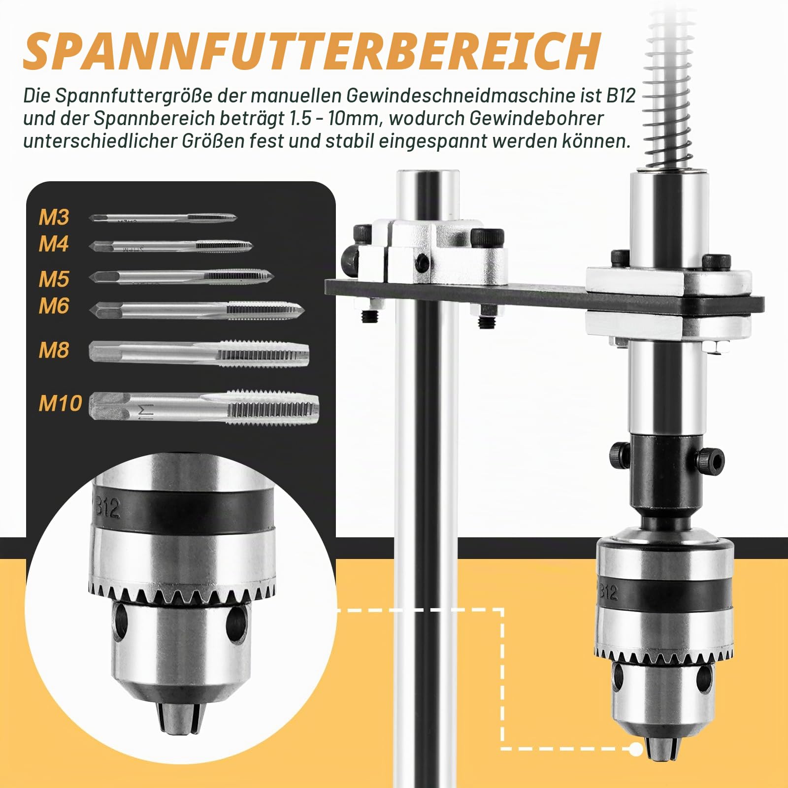 M3-M10 Manuelle Gewindeschneidmaschine mit Schraubstock und 6 Gewindebohrern