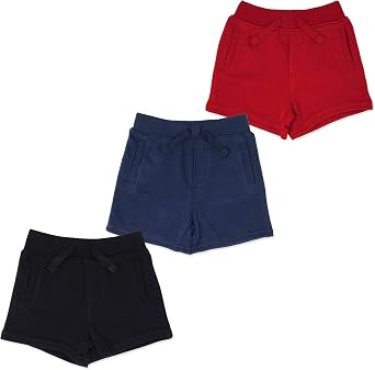 Andrew Scott Toddler Boys Girls French Terry Cotton Drawstring Shorts - Multi Packs 3 Pack - Grab Bag Assorted Color