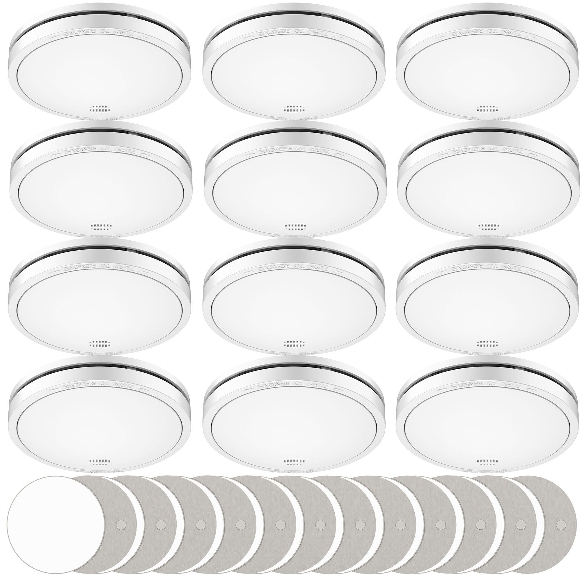 CHZHVAN Rauchmelder 10 Jahre Batterie mit Magnethalterung, Europäischen Norm EN14604 Geprüft Feuermelder | Ohne Bohren, 85dB Rauchwarnmelder, 12er Set
