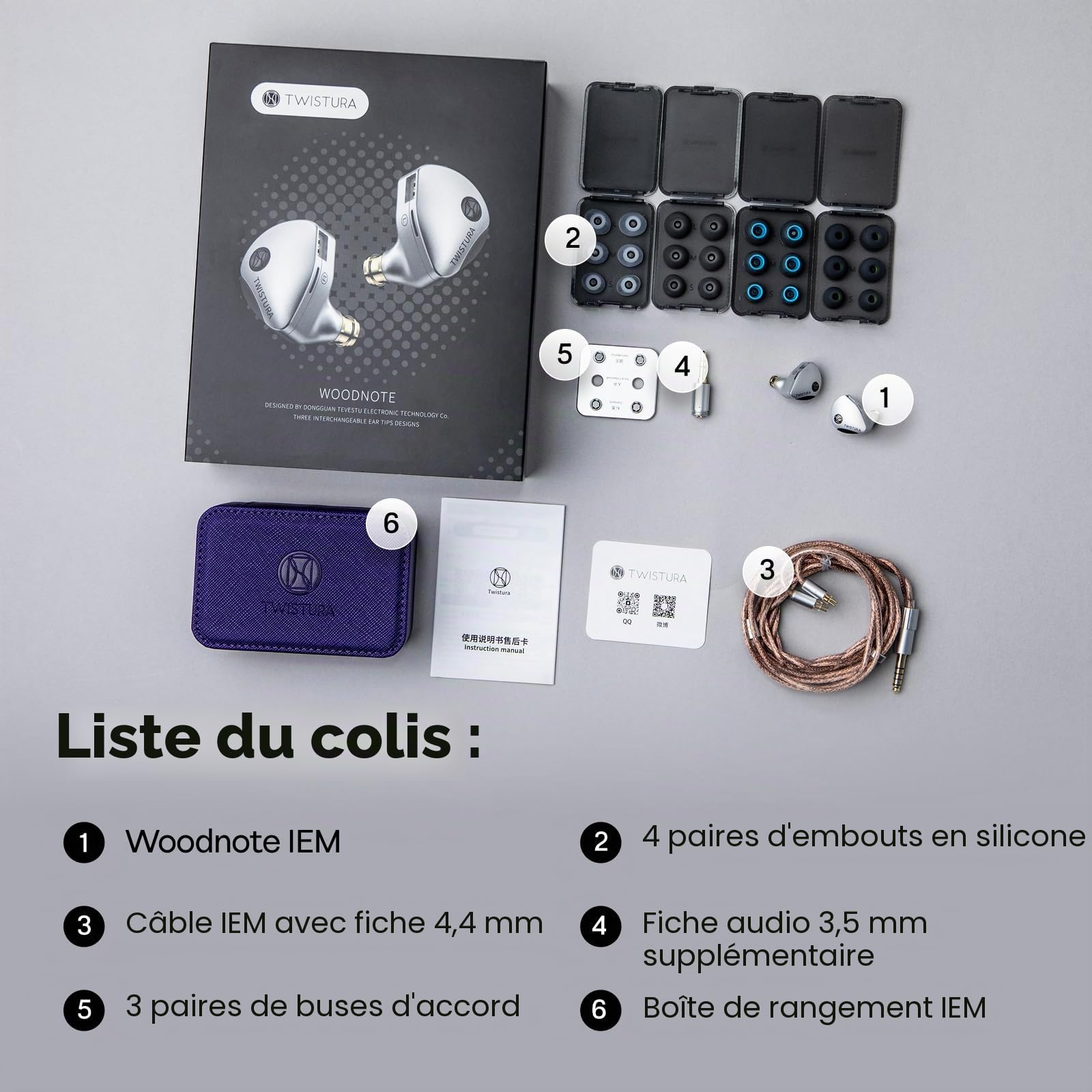 Linsoul TWISTURA WoodNote Écouteurs Intra-Auriculaires, Diaphragme en Bois, Casques à Double Aimant et Double Chambre à air de 10mm, IEM de qualité Studio avec Embouts filtrants Amovibles