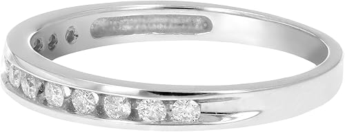 Vista 3 de VIR JEWELS Anillo de aniversario de boda de diamantes de 14 quilate (ctw) para mujer, anillo de compromiso de diamantes redondos de media eternidad