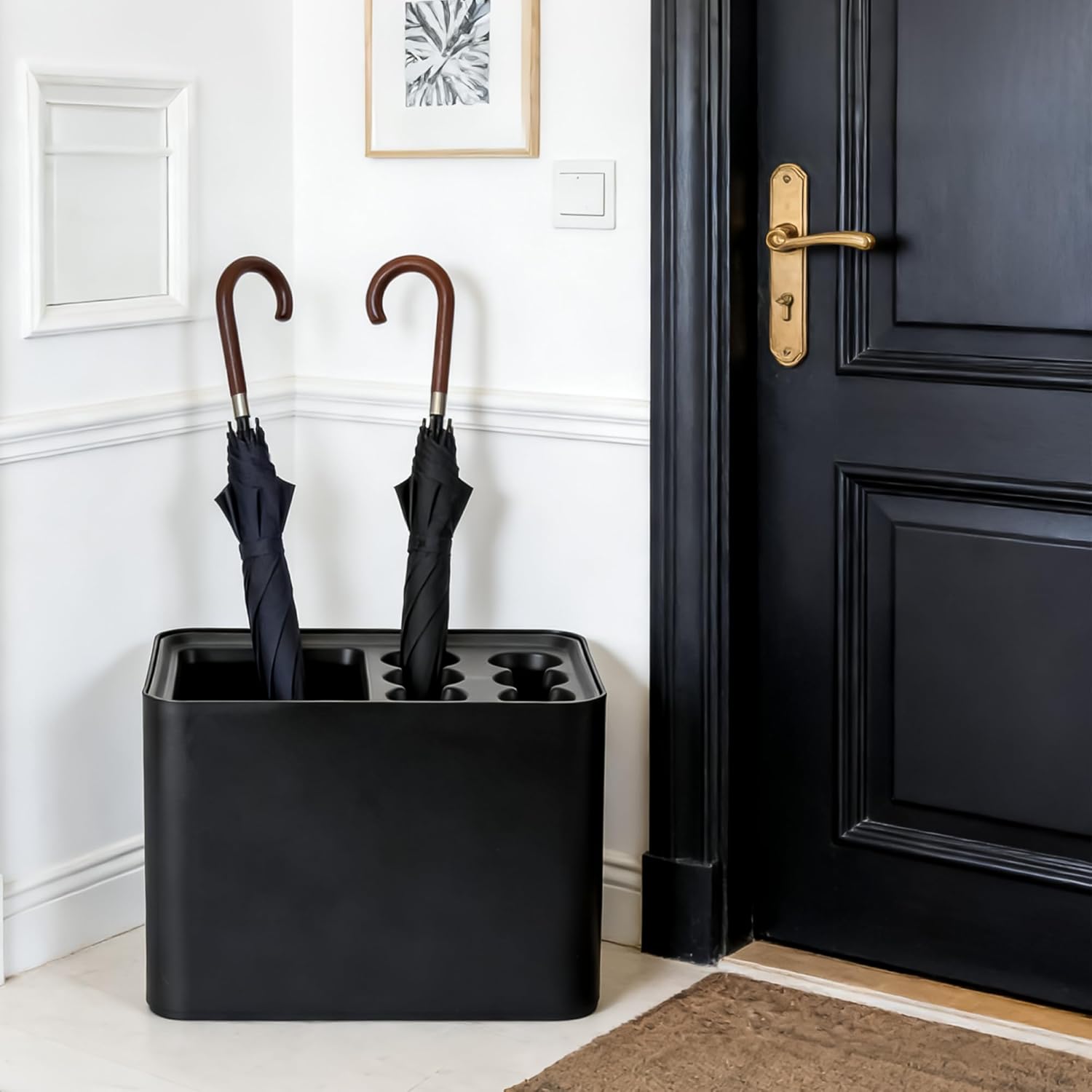 SIBAO Black Umbrella Rack Holder With Removable Drip Tray,Umbrella Stand Organizer For Entryway, Holds 10 Ideal For Home Office Decor