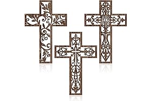 Antique Cross Wall Decor - 3 Pcs Wooden Wall Crosses