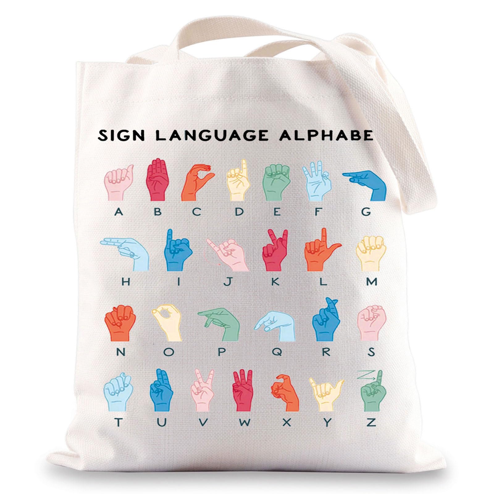 BWWKTOPASL Teacher Tote Bag American Sign Language Gifts ASL Interpreter Tote Bag Deaf Education Teacher Gifts