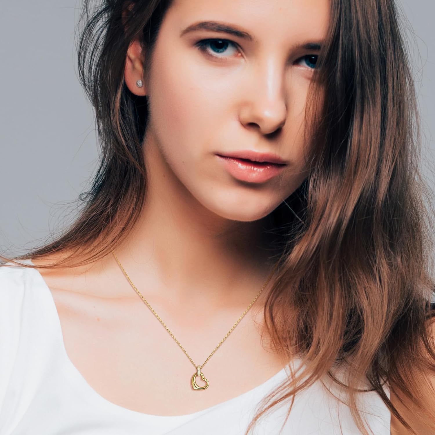 14K Gold Plated Cubic Zirconia Heart Necklace Dainty Love Pendant Necklaces for Women 18inchs，Jewelry gifts for women - Image 5