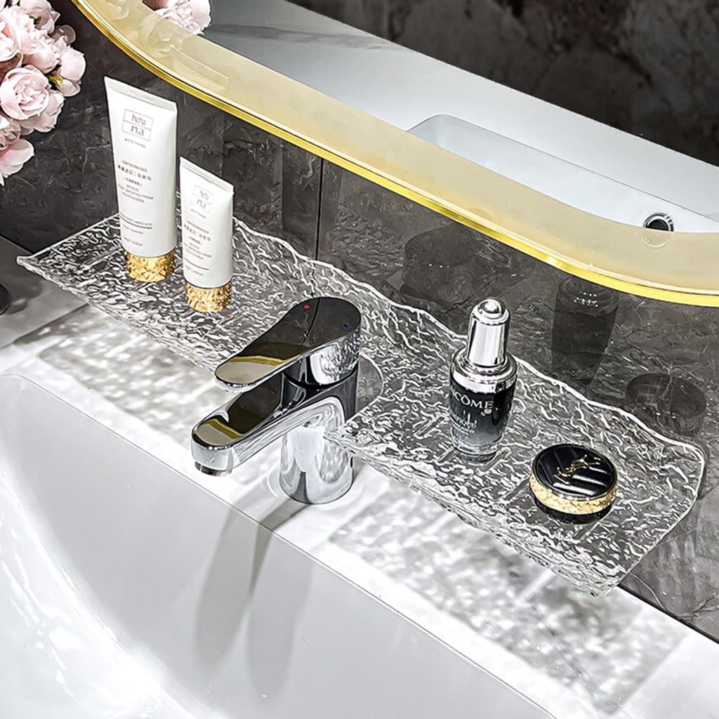 Halyuhn Scaffali Bagno In Acrilico Trasparente Da Parete - Organizer Caddy Doccia Con Fissaggio A Muro - 2