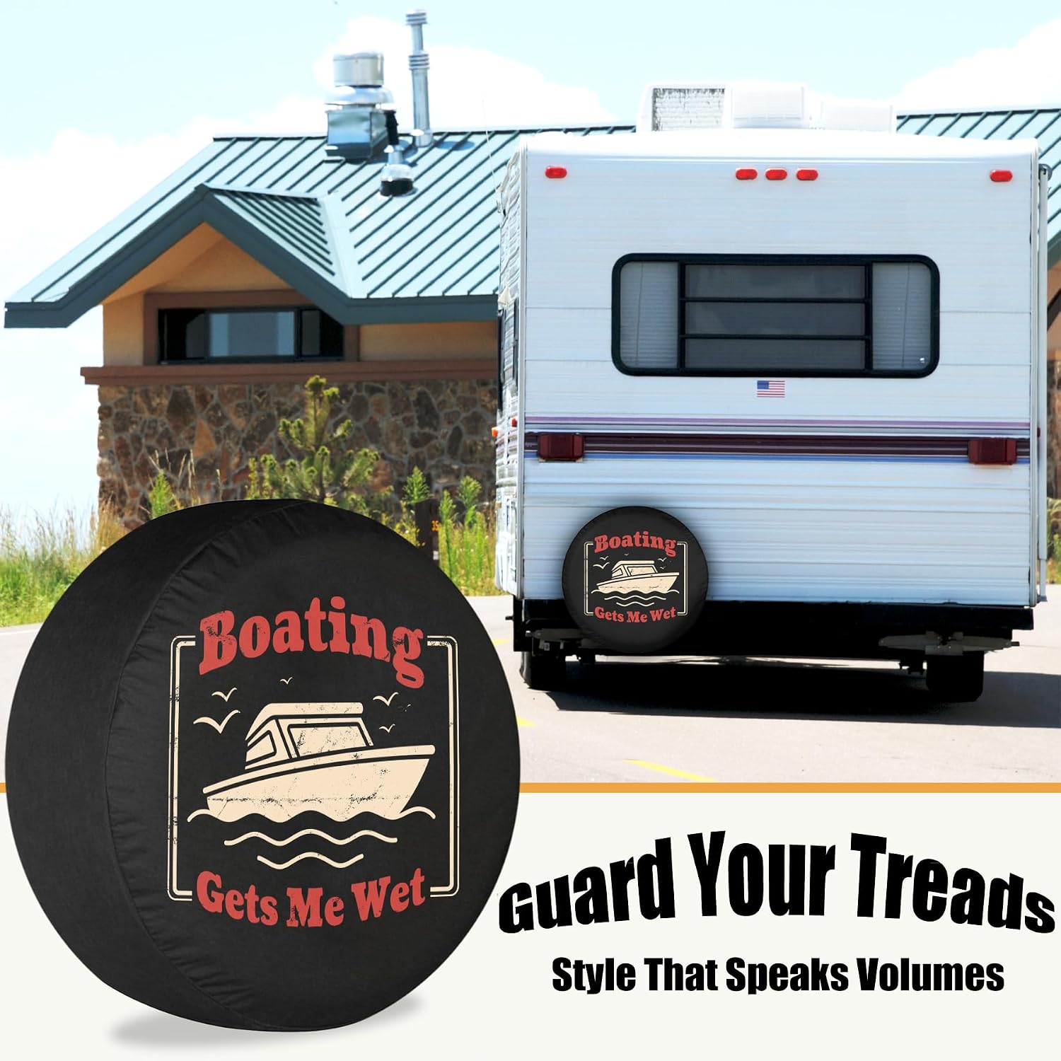 RV Spare Tire Cover Boating Wet Camper Wheel Trailer Truck Travel Trailer SUV RV Universal Fits 14 Inch