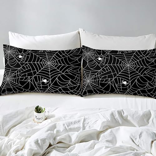 Miniatura 4 de Feelyou Juego de ropa de cama con estampado de telaraña para niños, con temática de Halloween, sábana bajera decorativa con patrón de araña