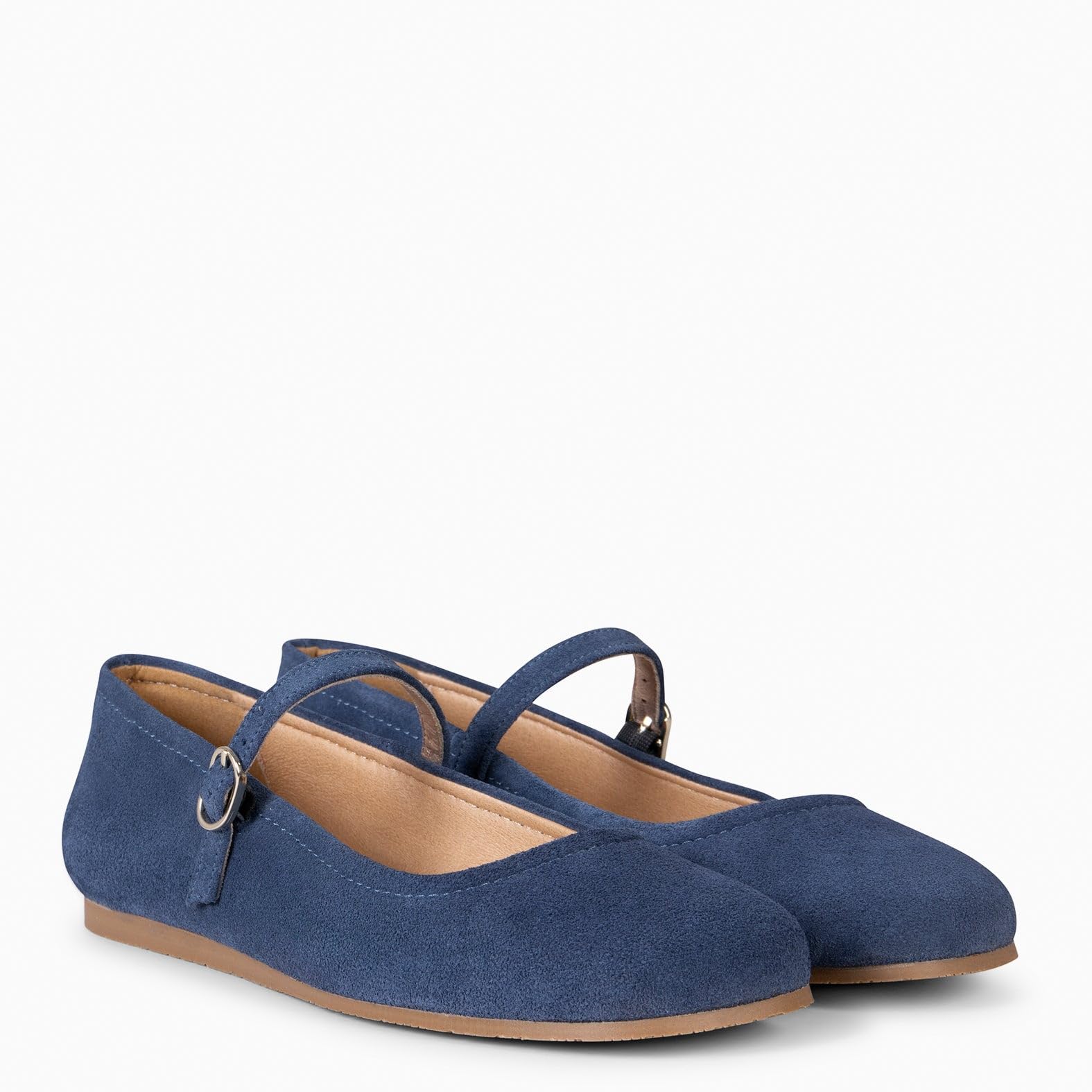 miMaO. Merceditas de Horma Ancha para Mujer con Plantilla de Piel. Zapatos Planos de Piel Fabricados en España