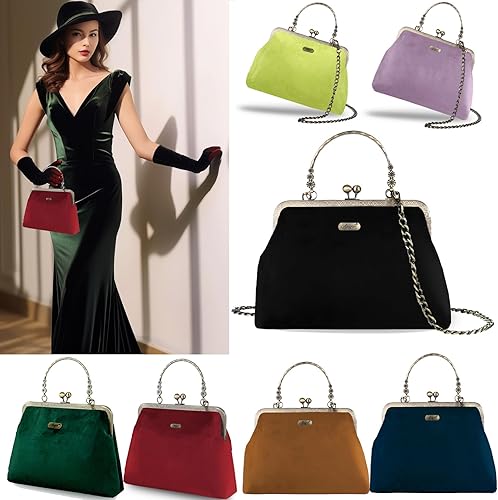 Miniatura 8 de Abuyall Bolso floral con asa superior bolso de noche Kiss Lock para mujer bolso vintage Algodón negro