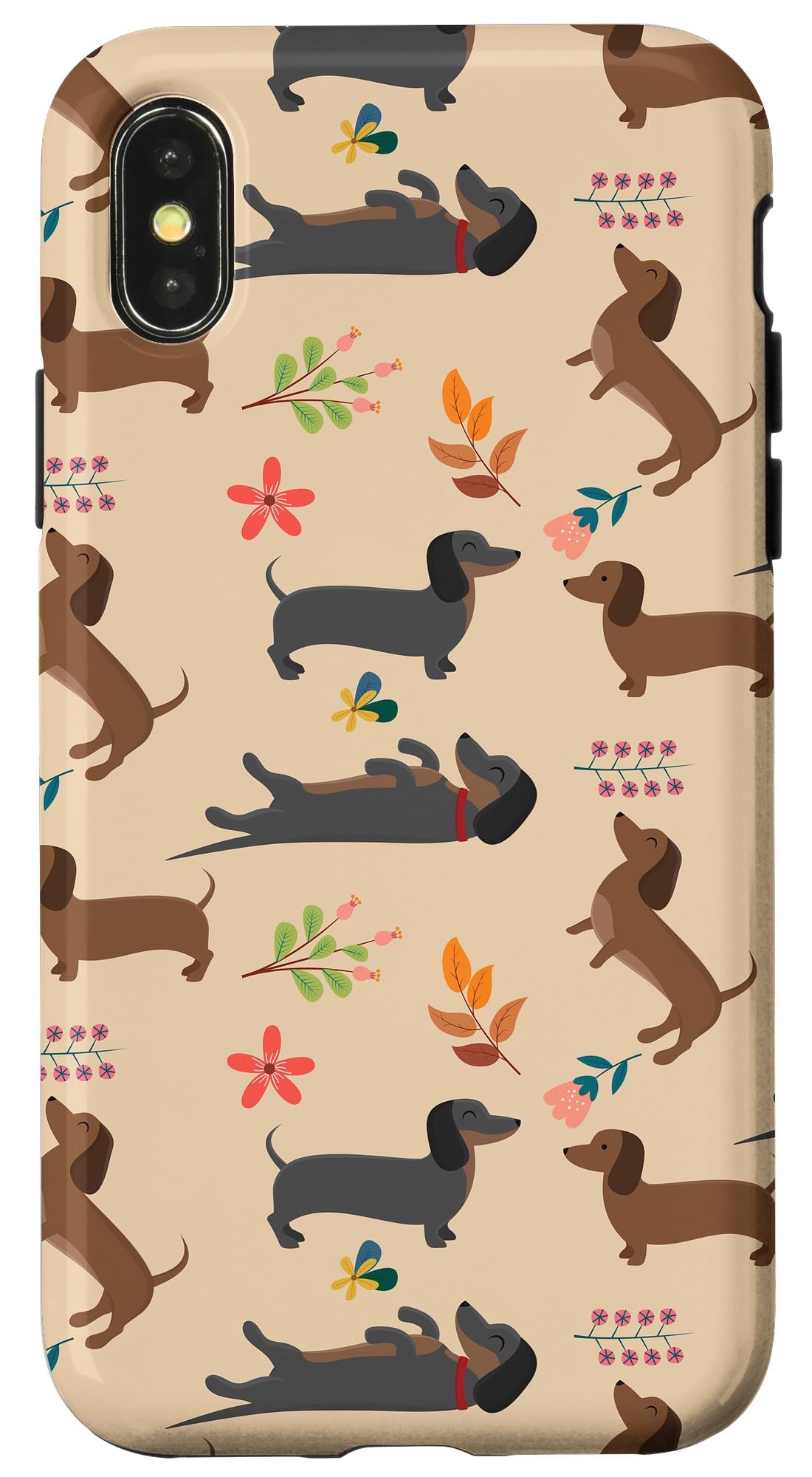Dachshund Pattern Sausage Dog Lover Wiener Flower Pattern Case for iPhone X/XS
