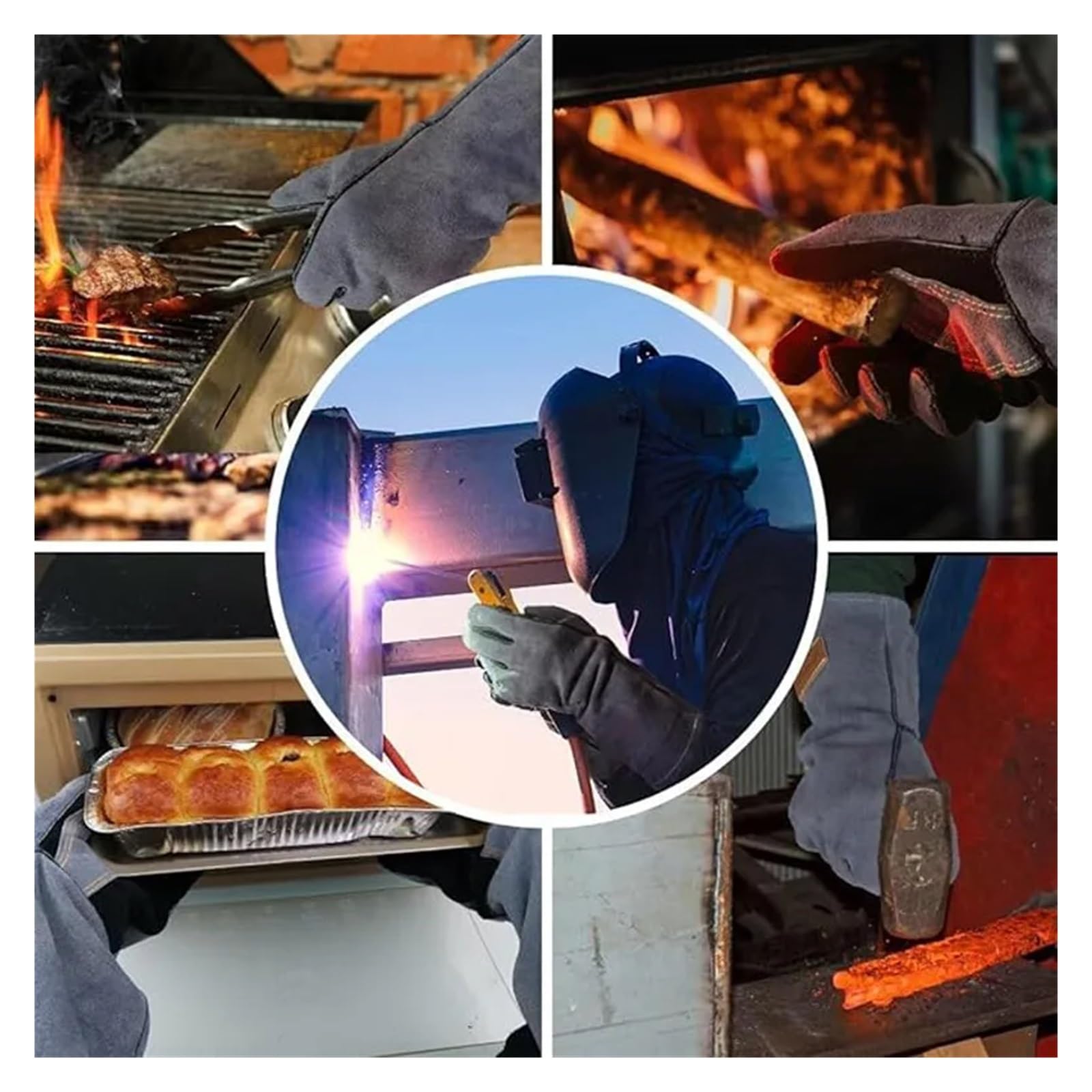 Welder Welding Gloves,Tig/Mig Welding Glove,guantes para soldar, Heat-resistant Professional Welder Welding Glove(All Black14Inch)