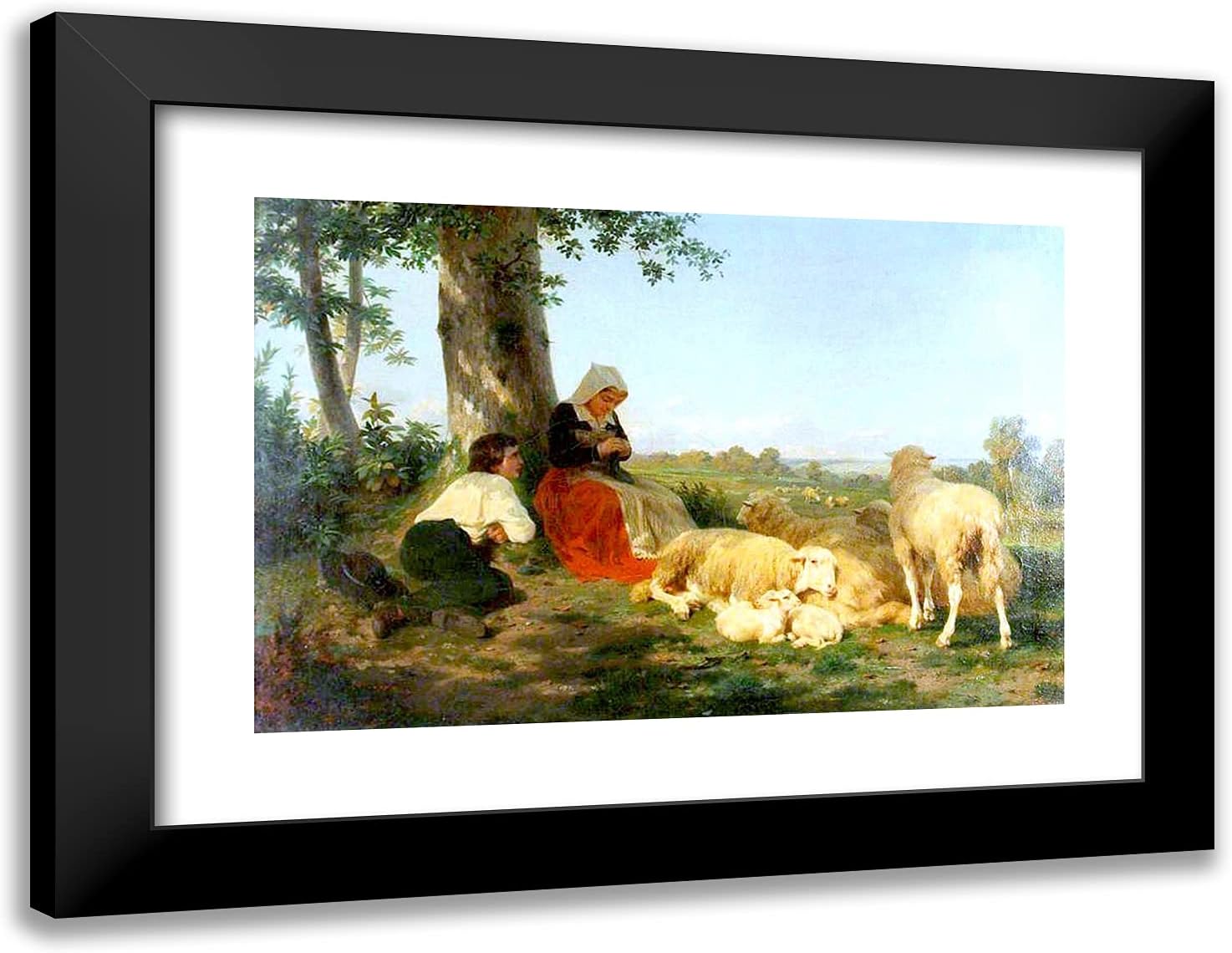 ArtDirect Bonheur Rosa 24x19 Gold Ornate Framed Art Print with Double Matting Titled: Repose