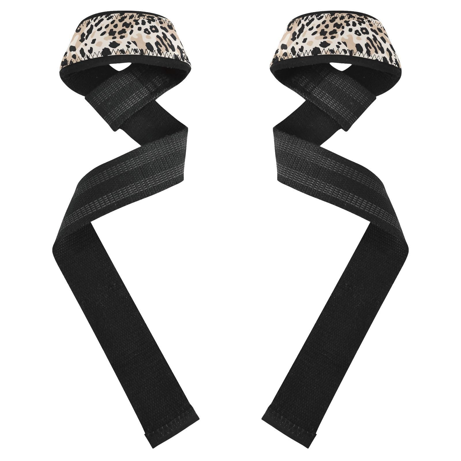Nander Fashion Leopard Print Wrist Straps for Weightlifting,Lifting Straps with Neoprene Cushioned Wrist Padded and Anti-Skid Silicone for Strength Training,Bodybuilding,Deadlifting