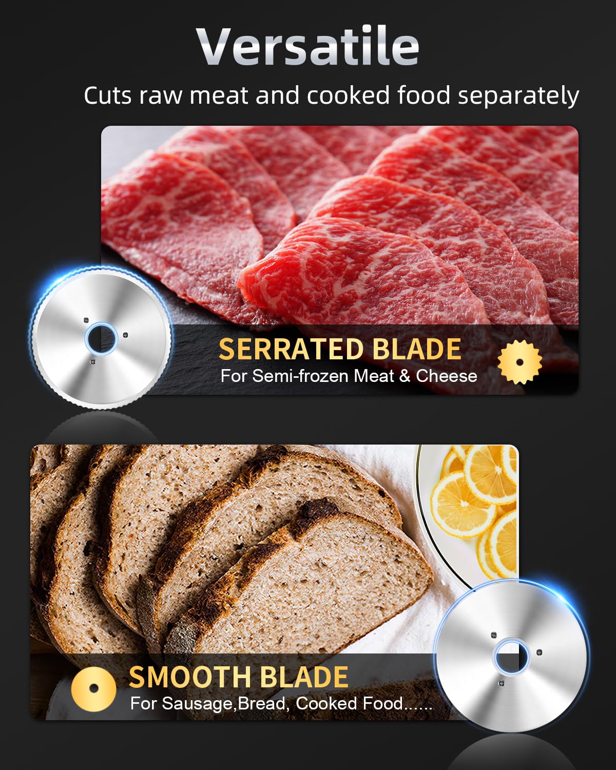 Adortec Electric Meat Slicer for Home Use, Deli Slicer with 2 Blades & 1 Customized Dust Cover, Red