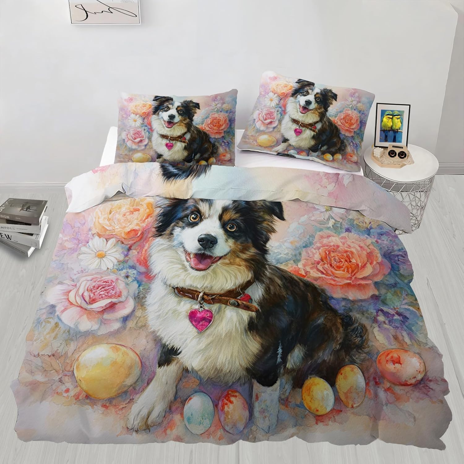 NDXRWDZR Single Bedding Set Corgi. Duvet Cover for Kids Soft Hypoallergenic Microfiber Duvet Cover with Zipper Closure, 1 Duvet Cover 135x200 cm + 2 Pillowcases 50x75 cm