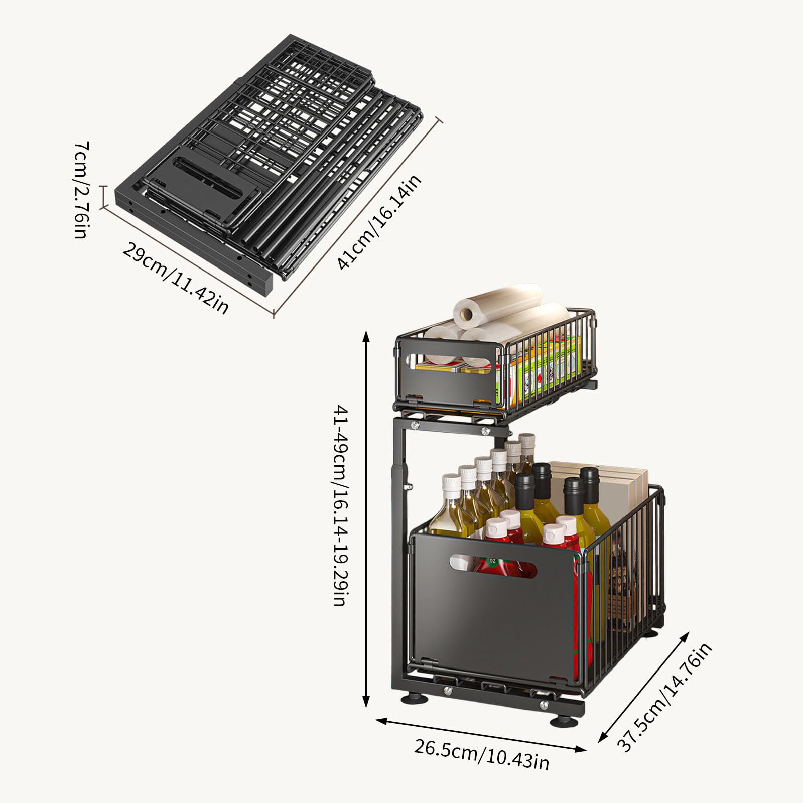 Étagère sous l ' évier, métallique Robuste à Double Couche pour maximiser l ' Espace de Rangement de l ' Armoire, étagère à Double Couche