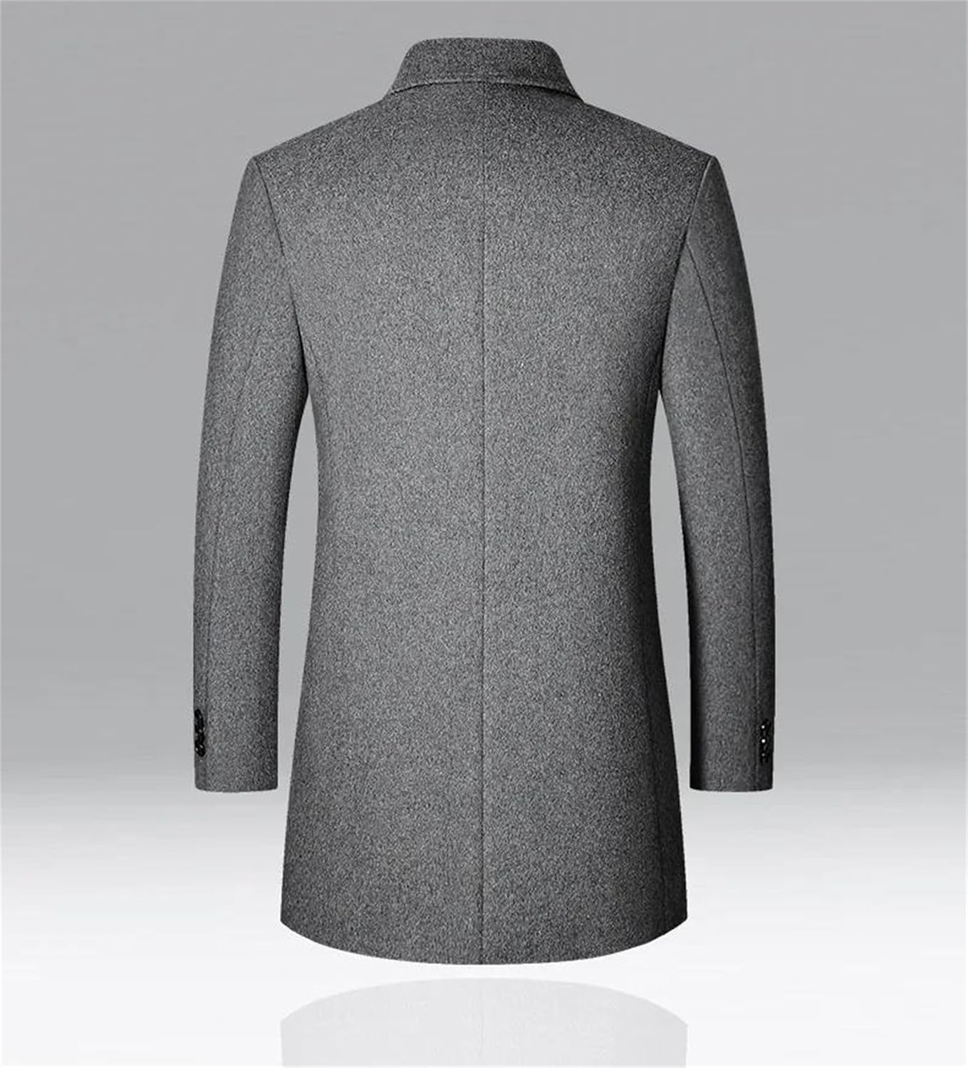 Men Slim Fit Wool Blend Coat – Single-Breasted Notched Lapel Collar Trench Overcoat, Winter Business Jacket