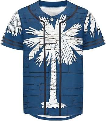 South Carolina State Flag Mens Baseball Button Down Jersey Hipster Hip Hop T Shirts