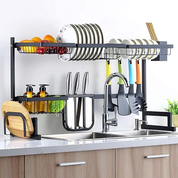 VAKHAR Metal Kitchen Over Sink Dish Drying Utensil Rack for Kitchen