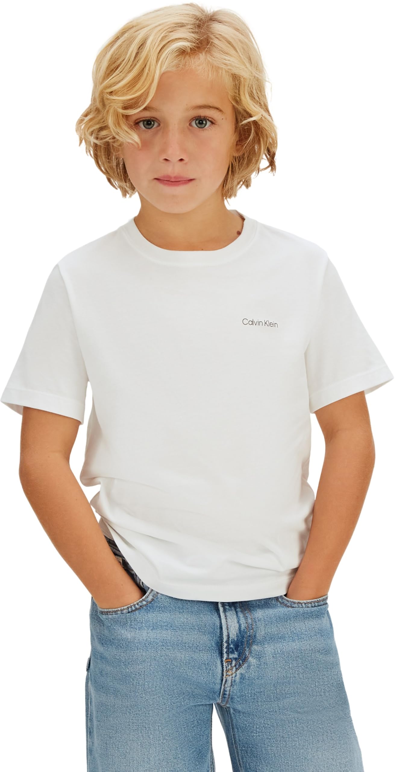 Calvin Klein Unisex Chest Inst.Logo Ss T-Shirt Iu0iu00683 S/S T-Shirt (1er Pack)