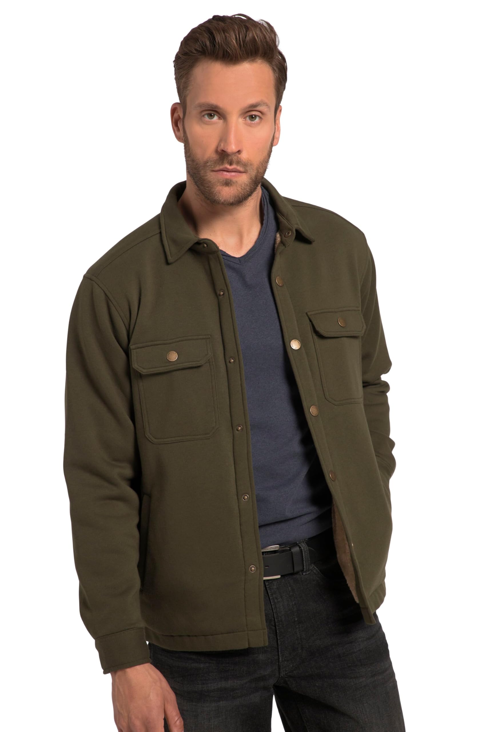 JP 1880 Herren große Größen Übergrößen Menswear L-8XL Hemd, Overshirt, Outdoor, Sweat, Webpelz-Futter, Langarm 820429
