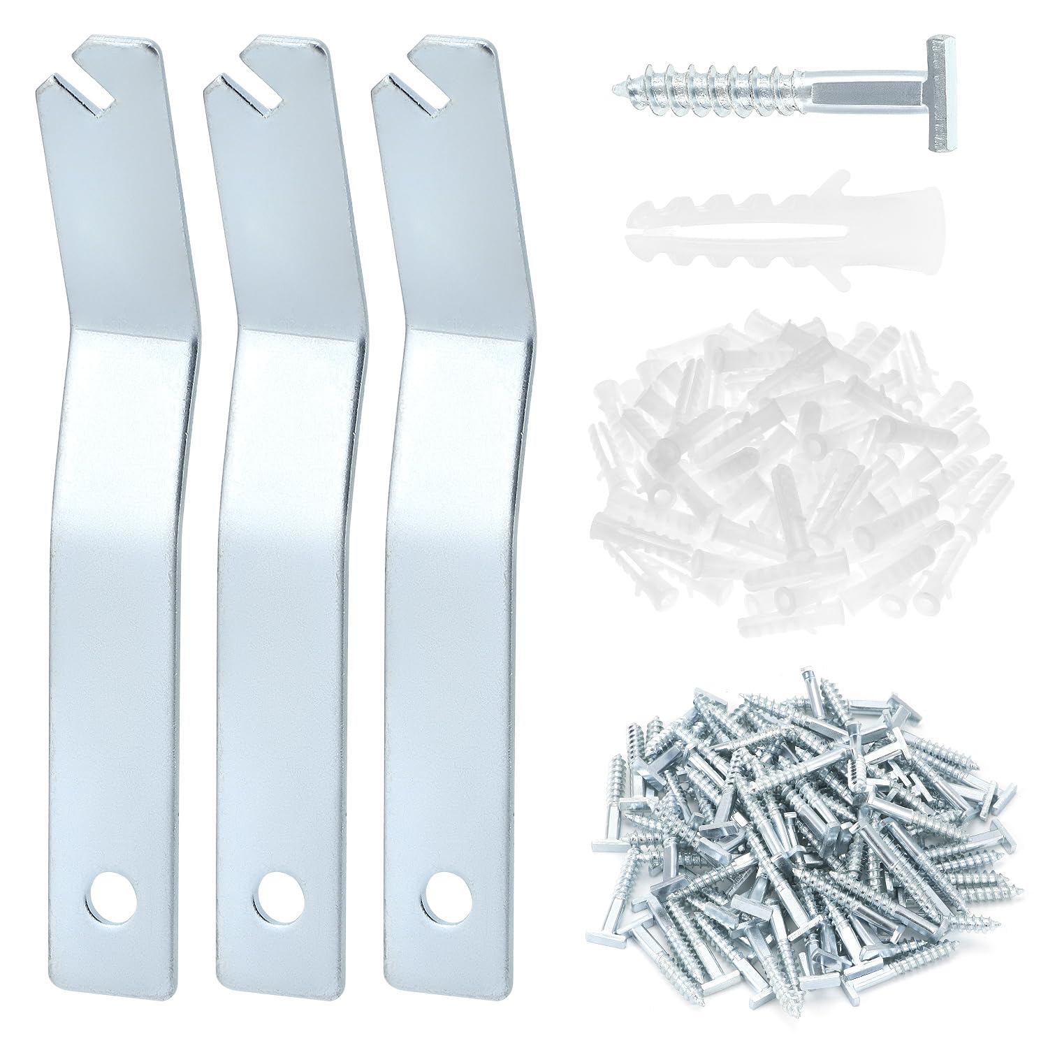 QWORK T-Screw Security Hangers, 100 Pcs T Head Security Screws & 3 Pcs T Screw Wrenches - Secure Picture Frames, Lock Artwork