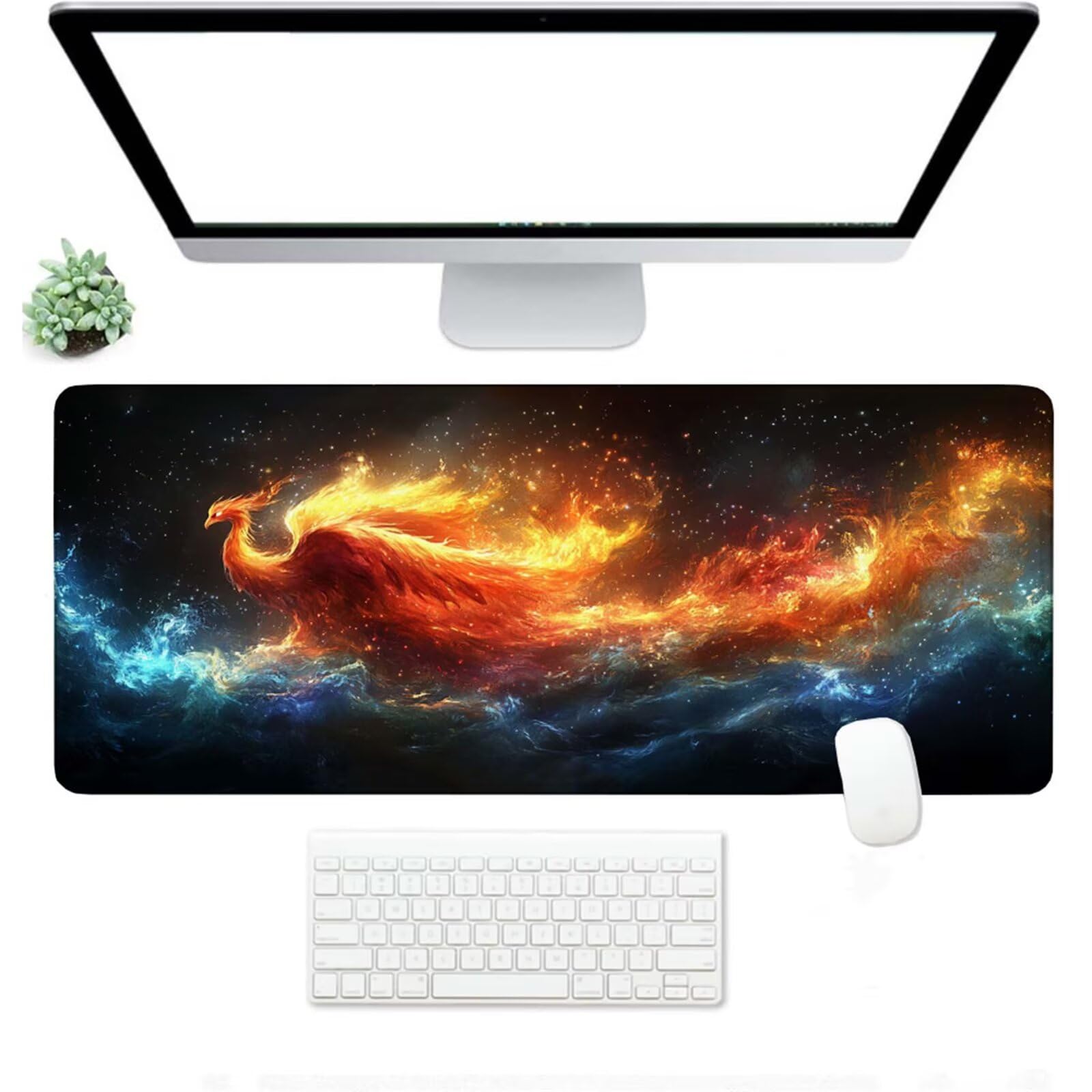 Podkładka pod mysz XXL 1500 x 800 x 3 mm, kolor pomarańczowy duża podkładka pod mysz z wodoodporną i antypoślizgową ptak pod ręką biurko zszyte krawędzie, poprawia precyzję i szybkość dla gracza W-752