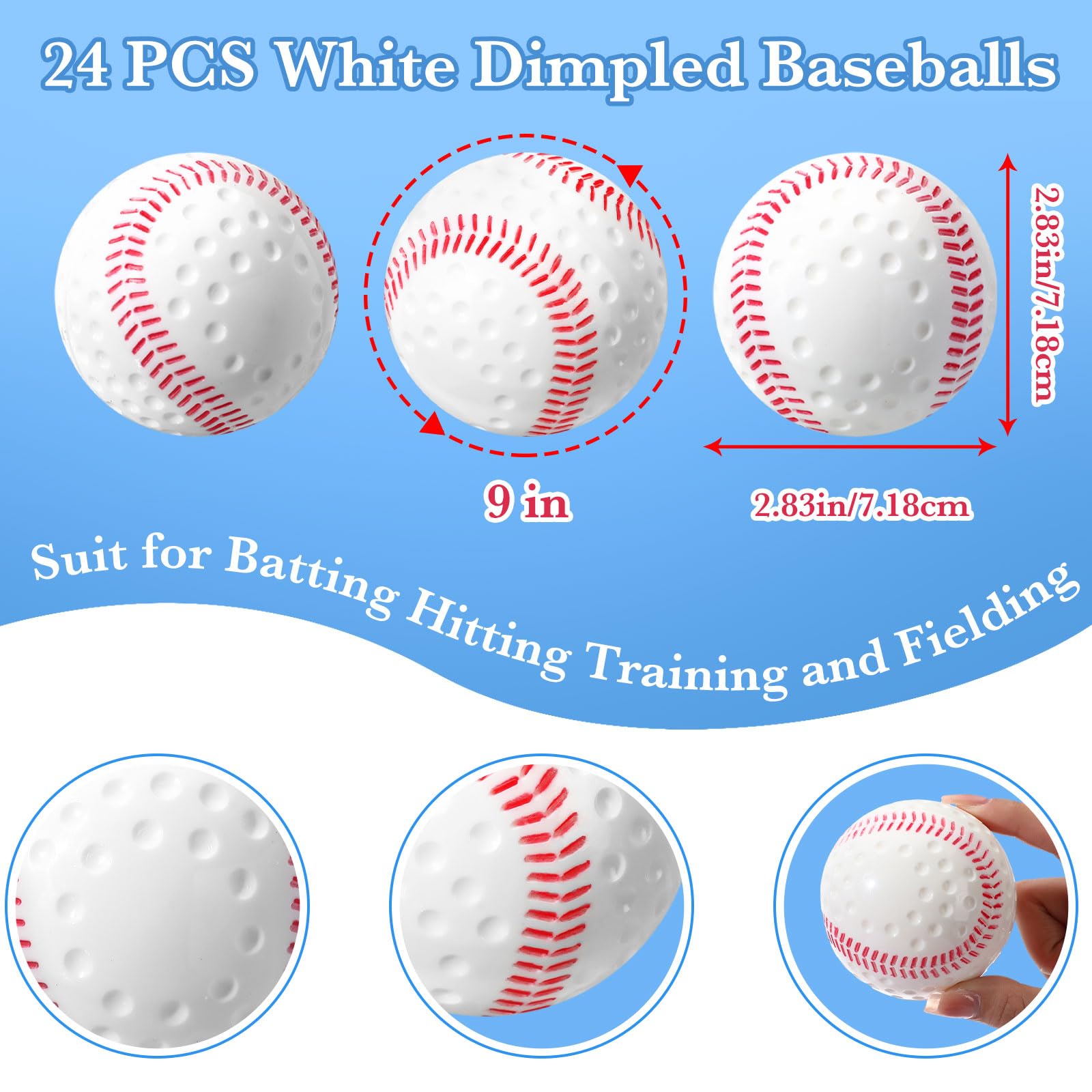Amazon | Halloscume 24ピース ホワイトディンプル野球ボール 赤い
