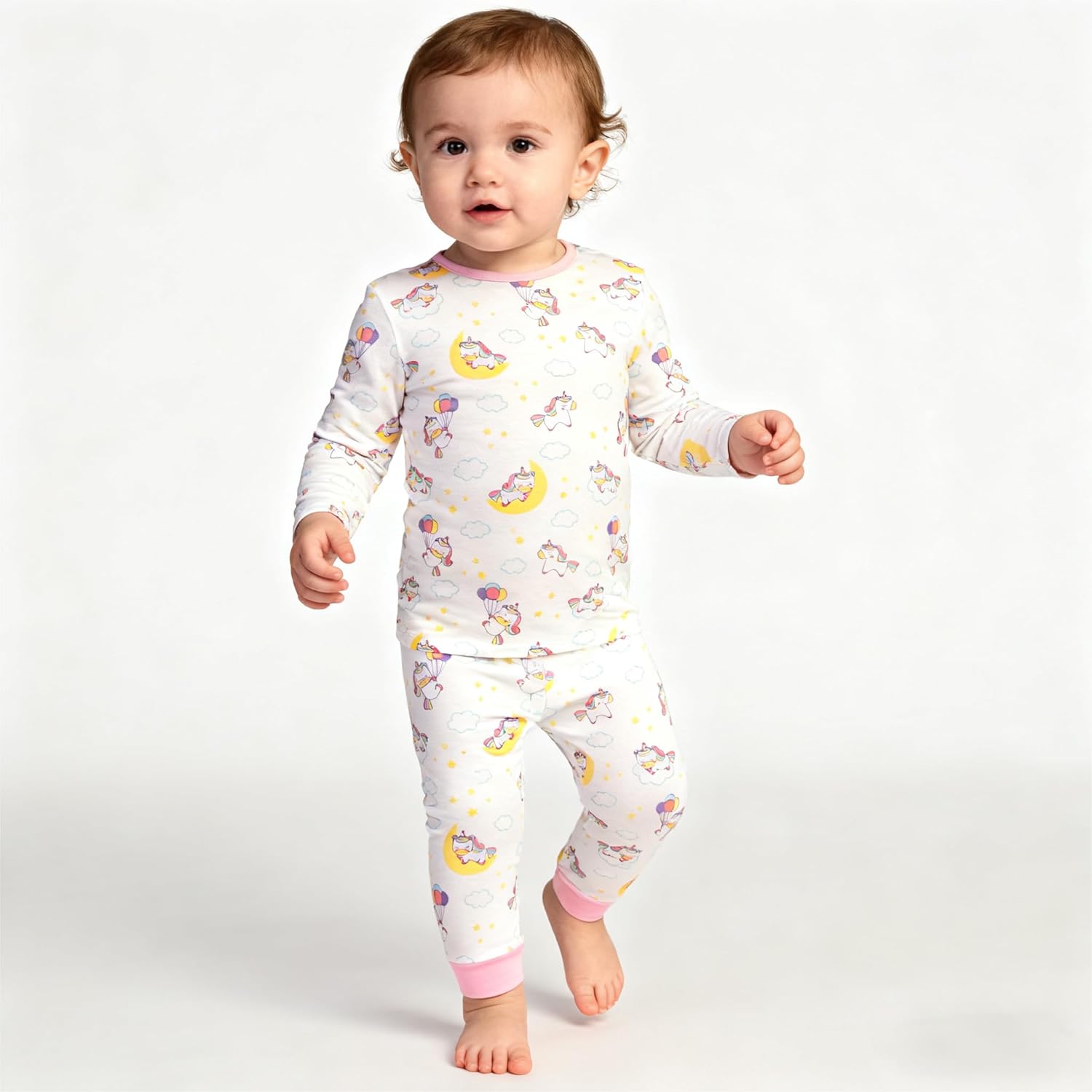 Baby Girls Pajamas 2-Piece Set,Short&LongSleeve Sleepwear with Unicorn Print,Soft, Breathable & Machine Washable(0-36 Mothes - Image 7