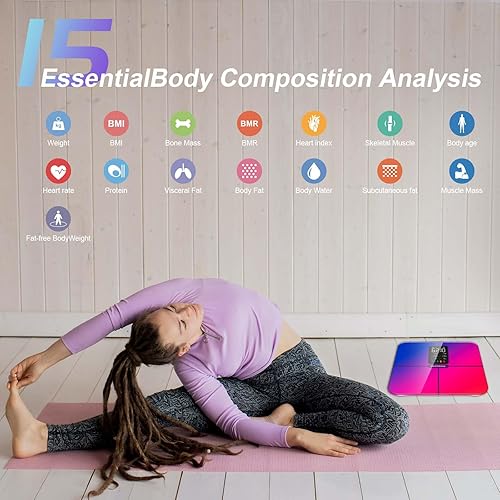 Miniatura 3 de Báscula de grasa corporal inteligente BMI báscula digital para baño, báscula de peso inalámbrica, analizador de composición corporal con