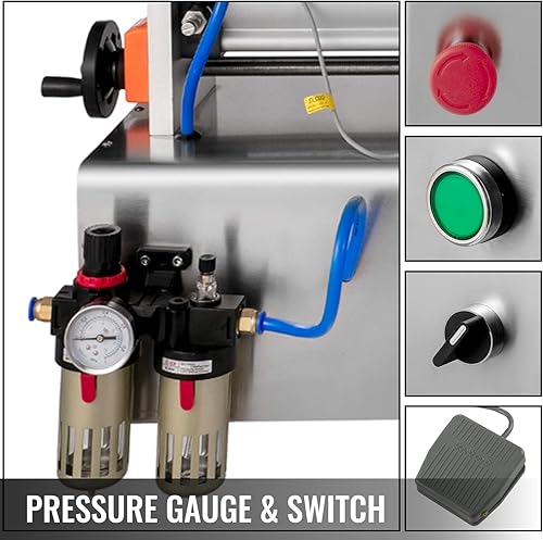 Miniatura 5 de VEVOR Máquina de llenado de líquidos neumática 33.8-169.1 fl oz, máquina de llenado de pasta de crema de doble uso con tolva de 40L, llenado de