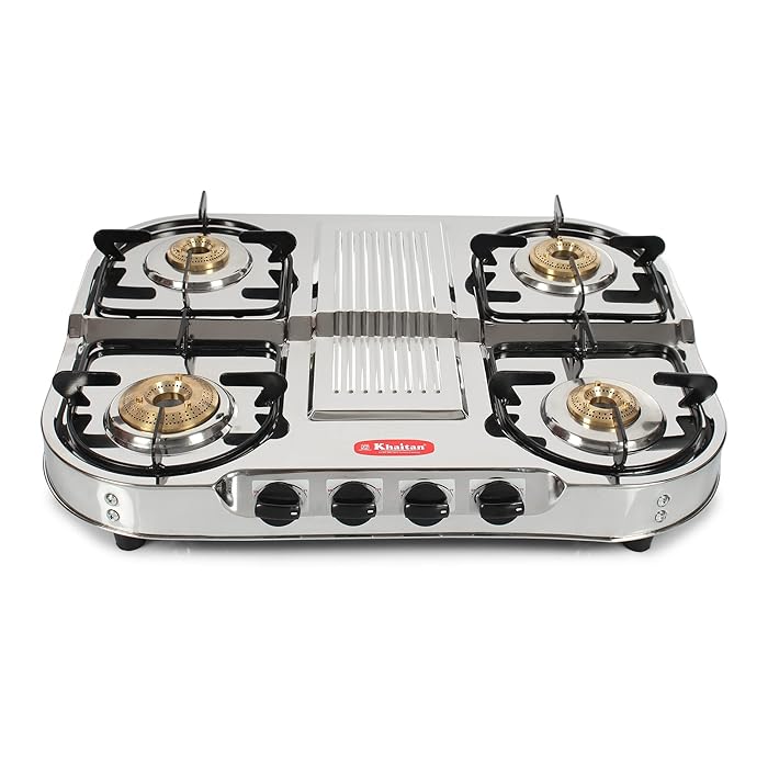 Buy Khaitan 4 Burner Gas Stove Draw Double Decker (with Extra Big Party