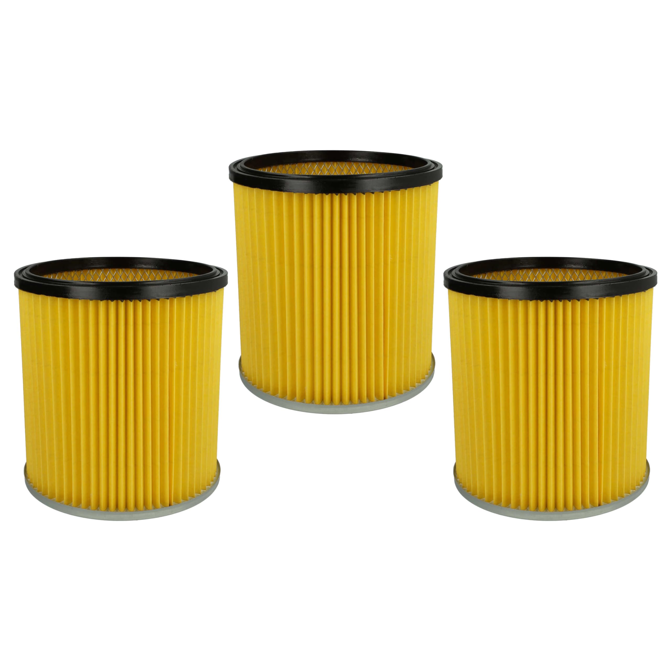 vhbw 3x filtro a pieghe piatte compatibile con Dewalt DW 790 Typ 1, DW 560 aspiratore - giallo, lavabile