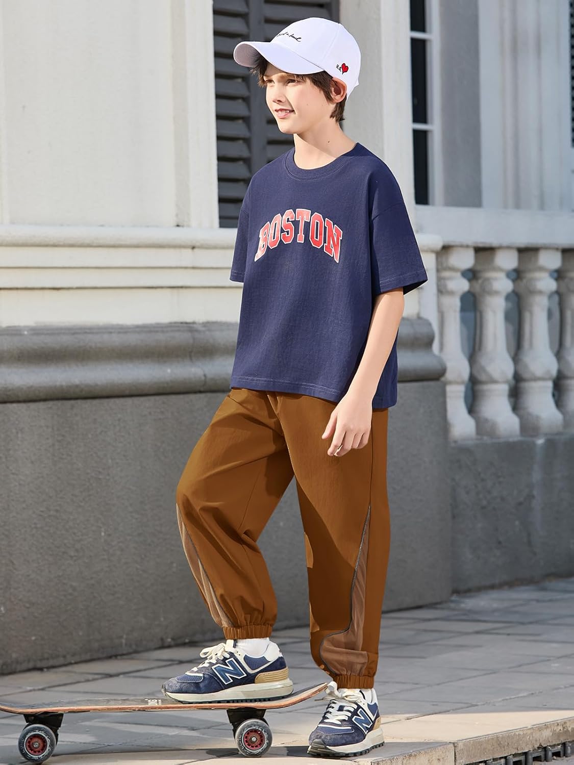 Haloumoning Boys Joggers Pants Kids Elastic Waist Sweatpants Quick Dry Mesh Color Block Athletic Pants 5-14Y - Image 5