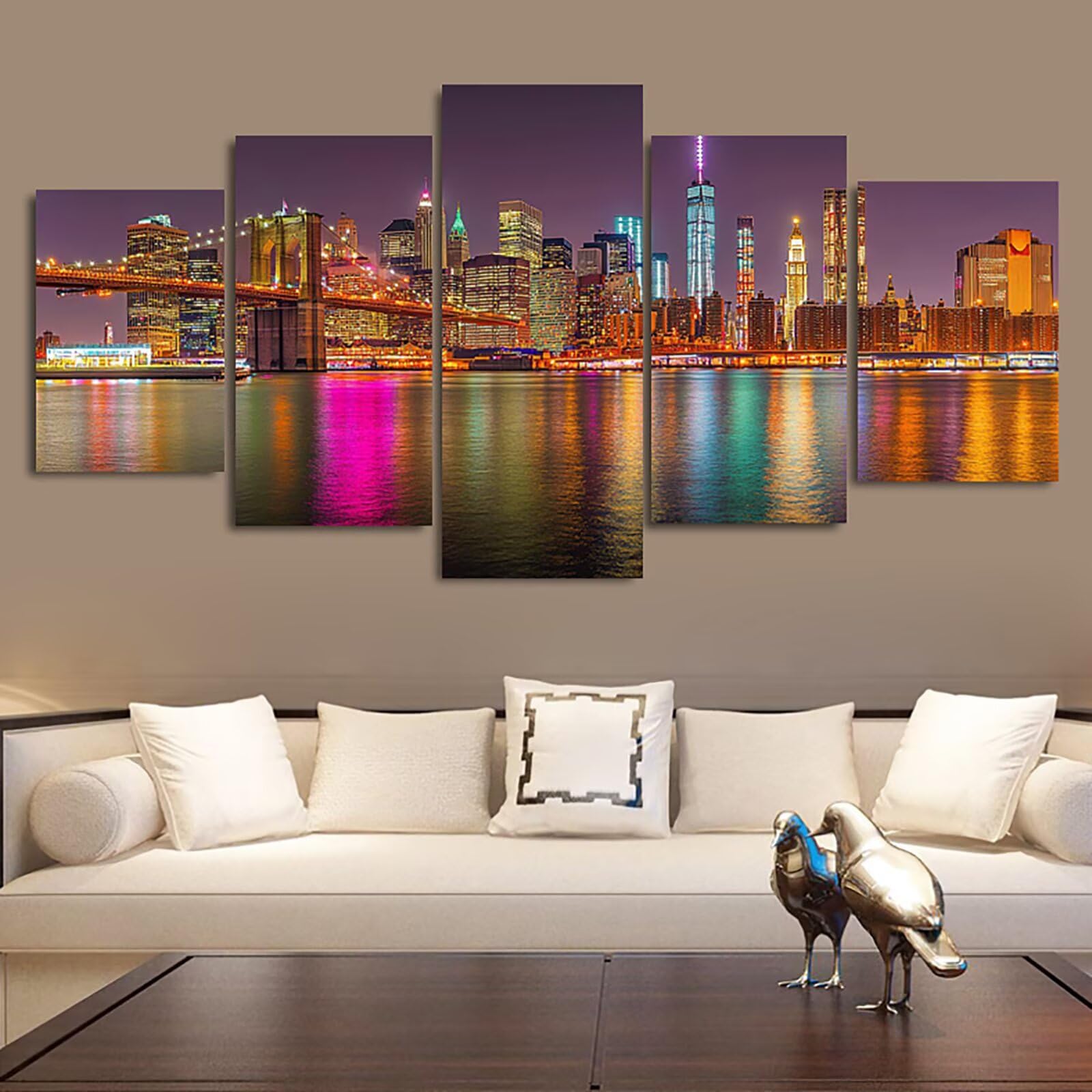 Diamond Painting Erwachsene Groß XXL 5 Teilig 125x250cm, 5D Diamond Painting Farbe Diamant Paintings Bilder Bastel Sets, DIY Malen Nach Zahlen Erwachsene, Bausätze für Diamantmalerei Stadt 0m-1062
