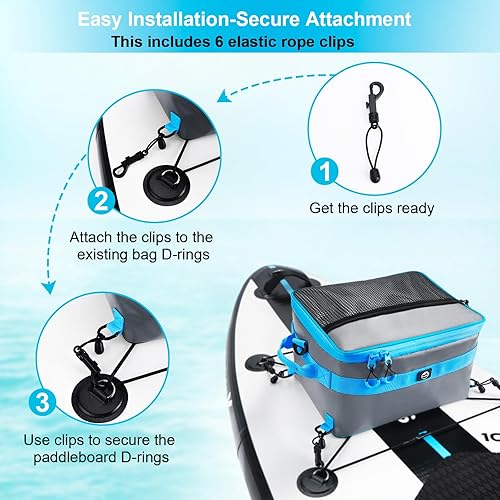 Miniatura 5 de YVLEEN Hielera impermeable para remo Borad, enfriador de SUP, material de PVC duradero, bolsa de cubierta con bolsillo superior de malla, correas